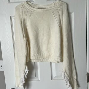 Dance&Marvel cream cropped sweater with ruffled sleeves